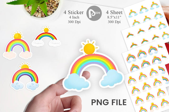Sun and Rainbow Sticker Sublimation artnoy 