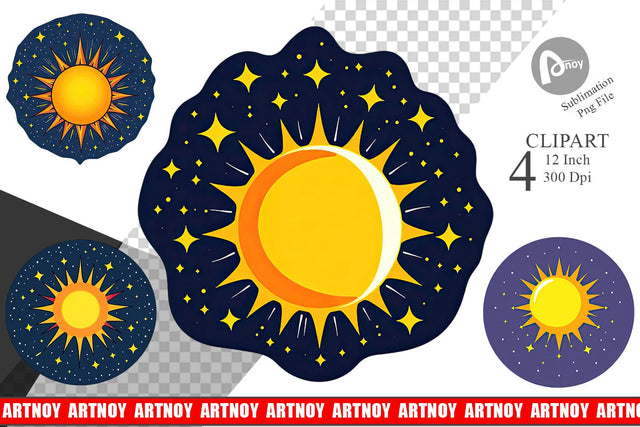 Sun and Stars Clipart Sublimation artnoy 