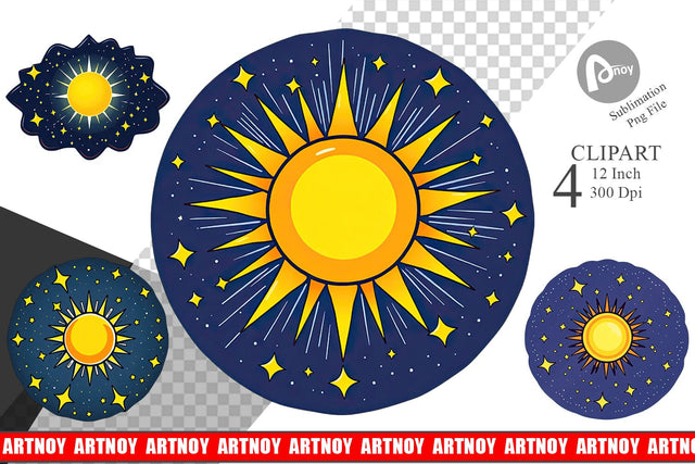 Sun and Stars Clipart Sublimation artnoy 