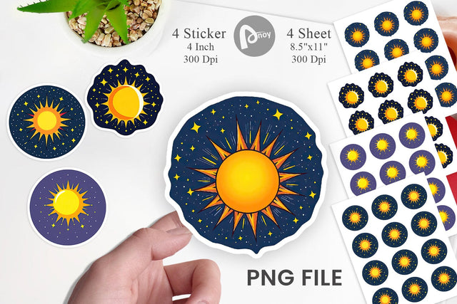 Sun and Stars Sticker Sublimation artnoy 