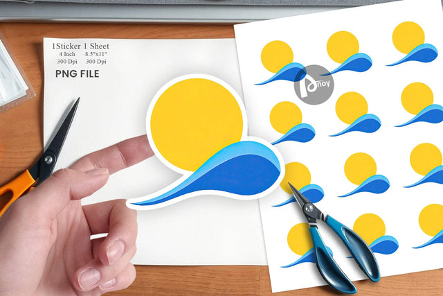 Sun and Waves Sticker Sublimation artnoy 
