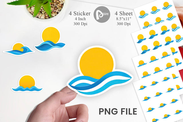 Sun and Waves Sticker Sublimation artnoy 