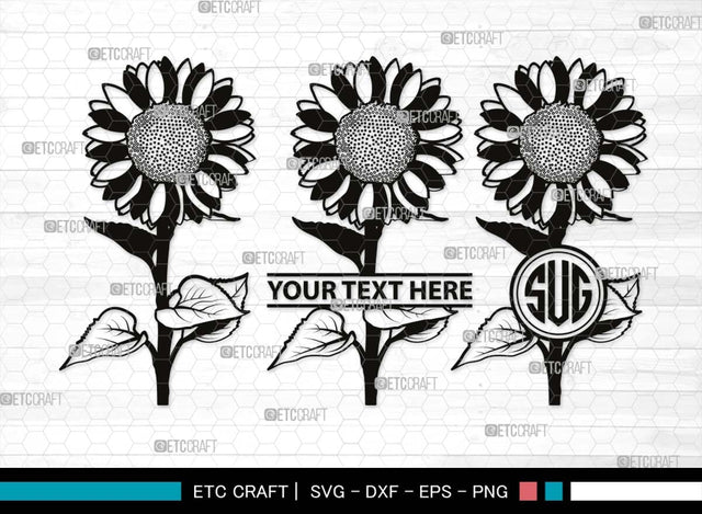 Sun Flower Monogram, Sun Flower Silhouette, Sun Flower SVG, Sunflower Svg, Floral Svg, Summer Flower Svg, Sun Flower Svg, SB00538 SVG ETC Craft 