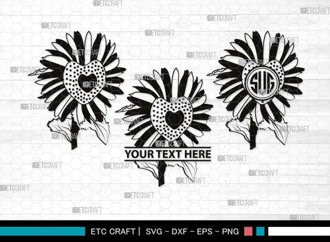Sun Flower Monogram, Sun Flower Silhouette, Sun Flower SVG, Sunflower Svg, Floral Svg, Summer Flower Svg, Sun Flower Svg, SB00538 SVG ETC Craft 