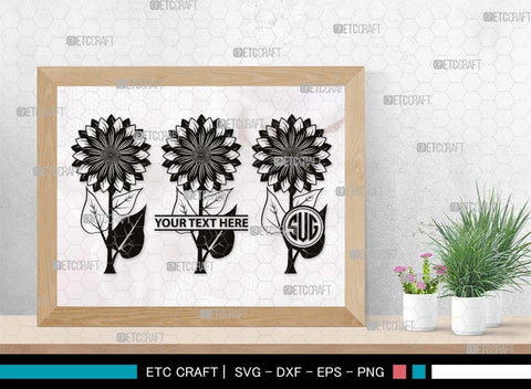 Sun Flower Monogram, Sun Flower Silhouette, Sun Flower SVG, Sunflower Svg, Floral Svg, Summer Flower Svg, Sun Flower Svg, SB00538 SVG ETC Craft 