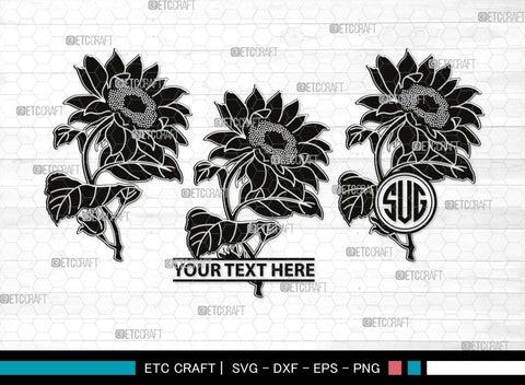 Sun Flower Monogram, Sun Flower Silhouette, Sun Flower SVG, Sunflower Svg, Floral Svg, Summer Flower Svg, Sun Flower Svg, SB00538 SVG ETC Craft 