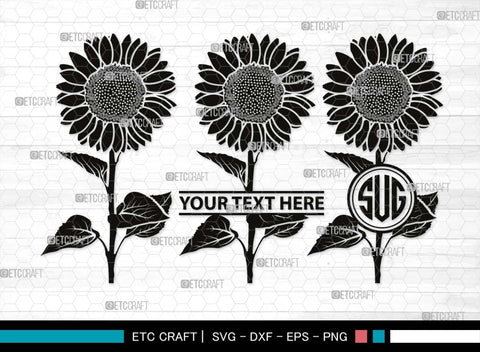 Sun Flower Monogram, Sun Flower Silhouette, Sun Flower SVG, Sunflower Svg, Floral Svg, Summer Flower Svg, Sun Flower Svg, SB00538 SVG ETC Craft 