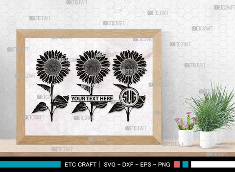 Sun Flower Monogram, Sun Flower Silhouette, Sun Flower SVG, Sunflower Svg, Floral Svg, Summer Flower Svg, Sun Flower Svg, SB00538 SVG ETC Craft 