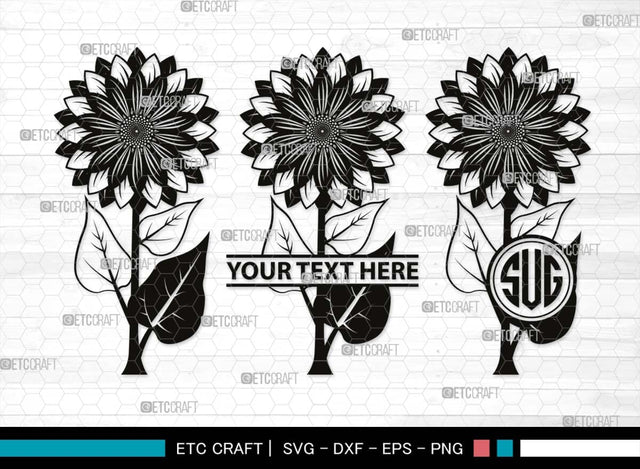 Sun Flower Monogram, Sun Flower Silhouette, Sun Flower SVG, Sunflower Svg, Floral Svg, Summer Flower Svg, Sun Flower Svg, SB00538 SVG ETC Craft 