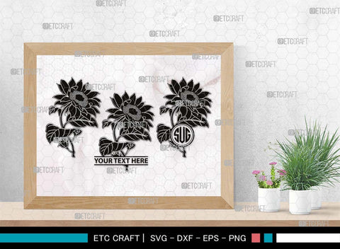 Sun Flower Monogram, Sun Flower Silhouette, Sun Flower SVG, Sunflower Svg, Floral Svg, Summer Flower Svg, Sun Flower Svg, SB00538 SVG ETC Craft 