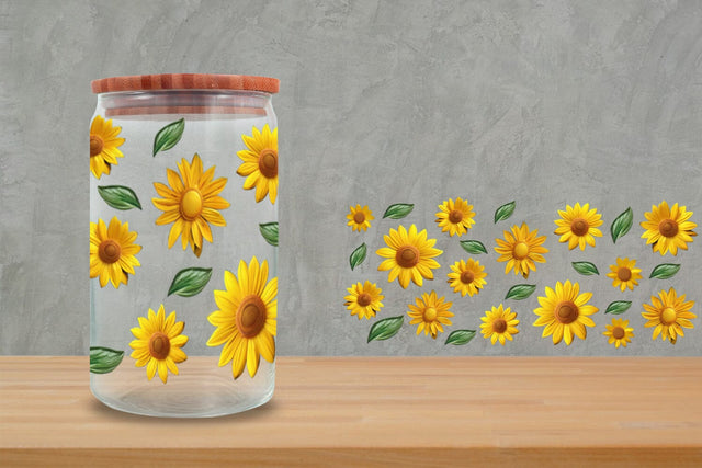 Sun Flowers Glass Can Wrap 16Oz | Glass Can Wrap 16Oz SVG zafrans studio 