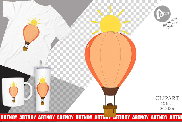 Sun Hot Air Balloon Clipart Sublimation artnoy 