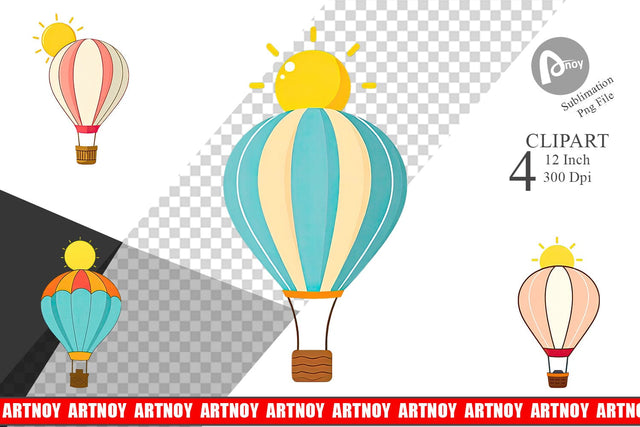 Sun Hot Air Balloon Clipart Sublimation artnoy 