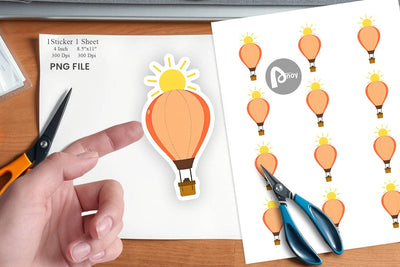 Sun Hot Air Balloon Sticker Sublimation artnoy 