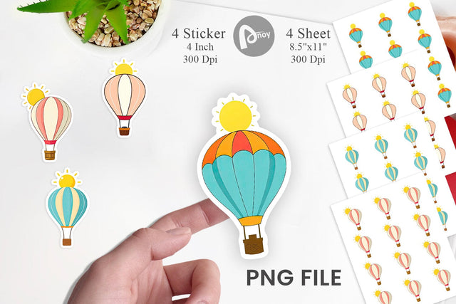 Sun Hot Air Balloon Sticker Sublimation artnoy 