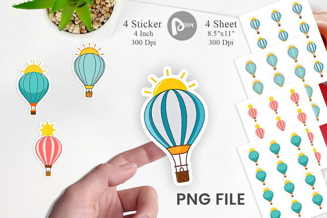 Sun Hot Air Balloon Sticker Sublimation artnoy 