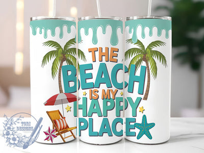 Sun-Kissed Bliss Happy Place Tumbler, Beach Inflated Wrap, Summer Beach Tumbler Design, Ocean Vibes Sublimation, Funny Beach Tumbler, Tropical Tumbler PNG, Sunset Beach Wrap Sublimation ToriDesigns 