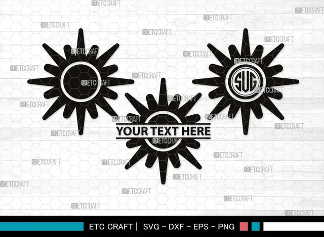 Sun Monogram, Sun Silhouette, Sun SVG, Sunshine Svg, Sun Light Svg, Weather Svg, Sunny Svg, Sunset Svg, SB00537 SVG ETC Craft 