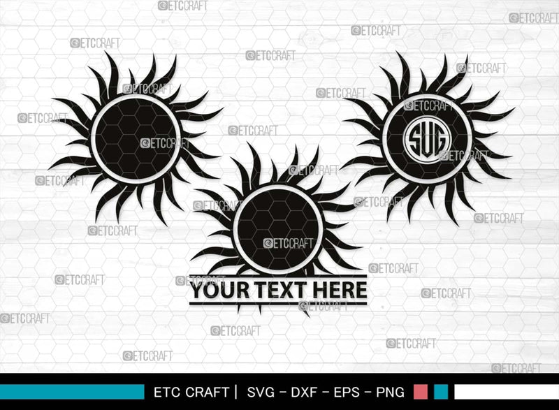 Sun Monogram, Sun Silhouette, Sun SVG, Sunshine Svg, Sun Light Svg ...