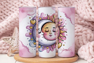 Sun Moon 20oz Tumbler Wrap Sublimation DesignSVG 