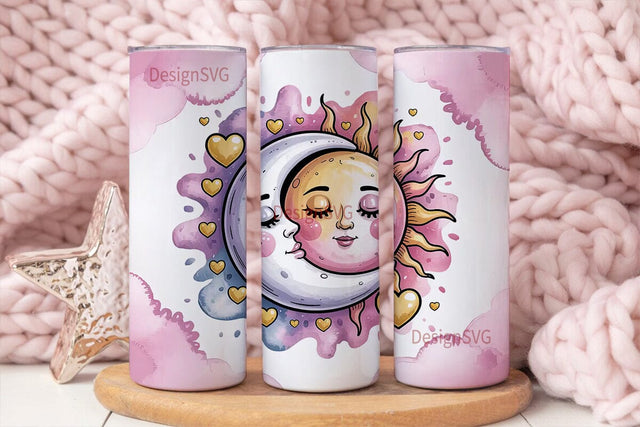 Sun Moon 20oz Tumbler Wrap Sublimation DesignSVG 