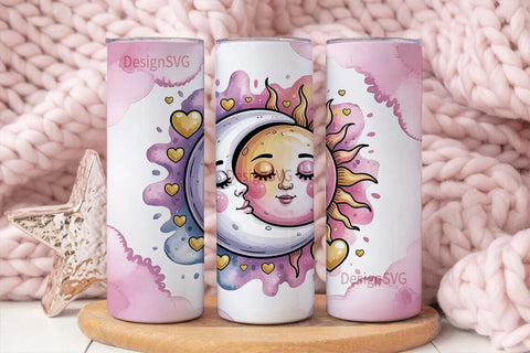 Sun Moon 20oz Tumbler Wrap Sublimation DesignSVG 