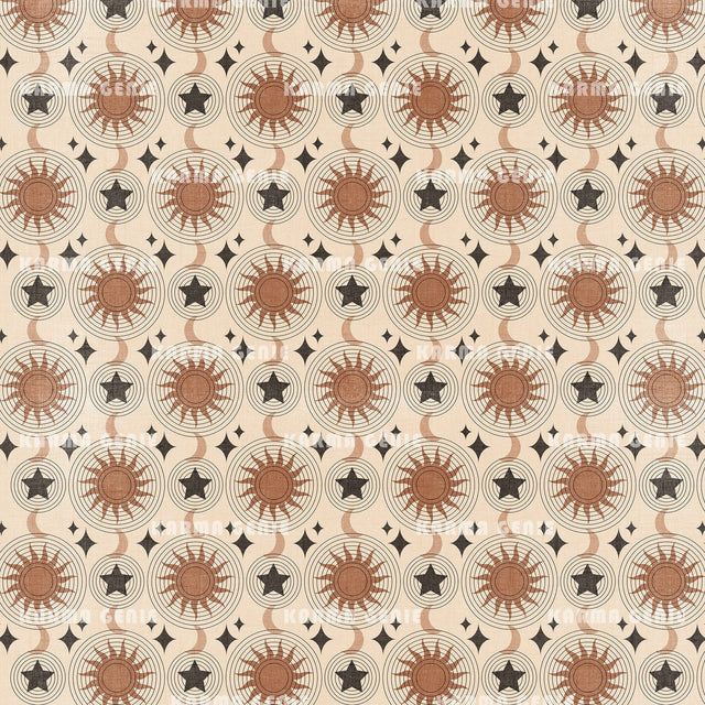 Sun Moon And Stars Bohemian Celestial Textured Pattern Digital Paper Digital Pattern Karma Genie Graphics 