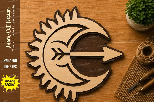 Sun Moon Arrow Symbol Laser Cut SVG File SVG Regulrcrative 