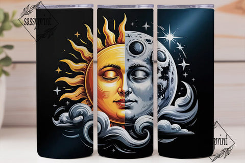 Sun Moon Celestial 20oz Tumbler Wrap Sublimation sassyprint 