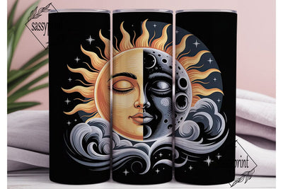 Sun Moon Celestial 20oz Tumbler Wrap Sublimation sassyprint 