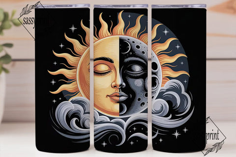 Sun Moon Celestial 20oz Tumbler Wrap Sublimation sassyprint 