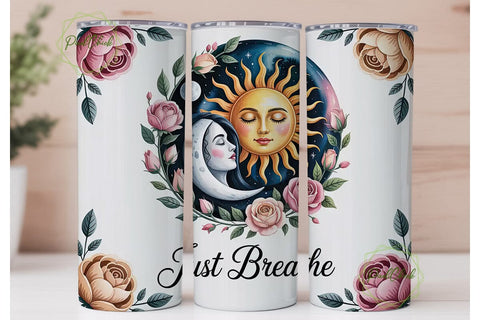 Sun & Moon Floral 20oz Tumbler Wrap Sublimation PixelChick 