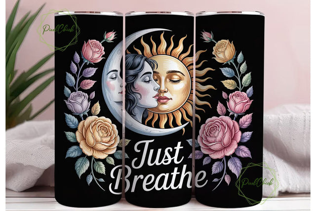 Sun & Moon Floral 20oz Tumbler Wrap Sublimation PixelChick 