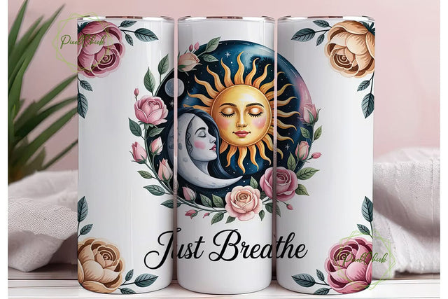 Sun & Moon Floral 20oz Tumbler Wrap Sublimation PixelChick 