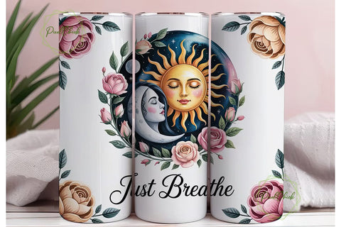 Sun & Moon Floral 20oz Tumbler Wrap Sublimation PixelChick 