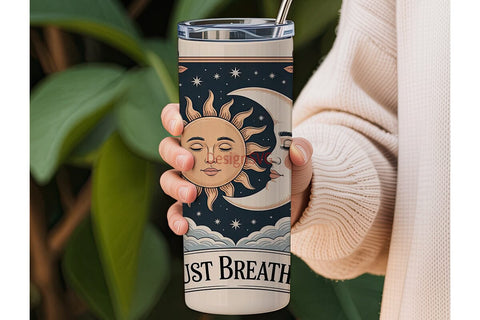 Sun & Moon Vintage 20oz Tumbler Wrap Sublimation DesignSVG 