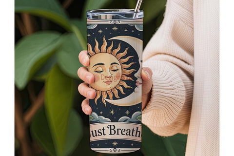 Sun & Moon Vintage 20oz Tumbler Wrap Sublimation DesignSVG 