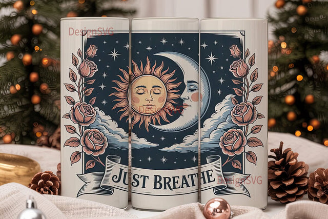 Sun & Moon Vintage 20oz Tumbler Wrap Sublimation DesignSVG 