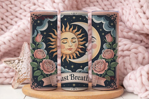 Sun & Moon Vintage 20oz Tumbler Wrap Sublimation DesignSVG 