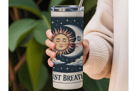 Sun & Moon Vintage 20oz Tumbler Wrap Sublimation DesignSVG 