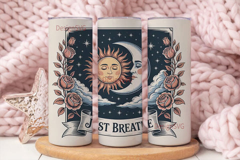 Sun & Moon Vintage 20oz Tumbler Wrap Sublimation DesignSVG 