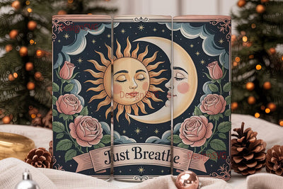 Sun & Moon Vintage 20oz Tumbler Wrap Sublimation DesignSVG 