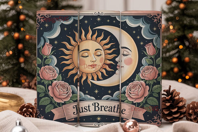 Sun & Moon Vintage 20oz Tumbler Wrap Sublimation DesignSVG 