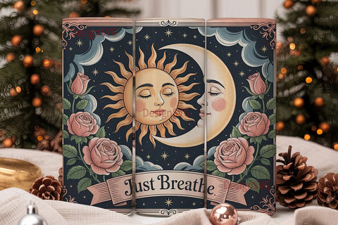 Sun & Moon Vintage 20oz Tumbler Wrap Sublimation DesignSVG 