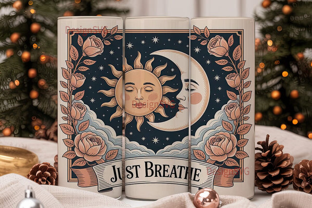Sun & Moon Vintage 20oz Tumbler Wrap Sublimation DesignSVG 
