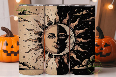 Sun & Moon Vintage Tumbler Wrap Sublimation PixelChick 