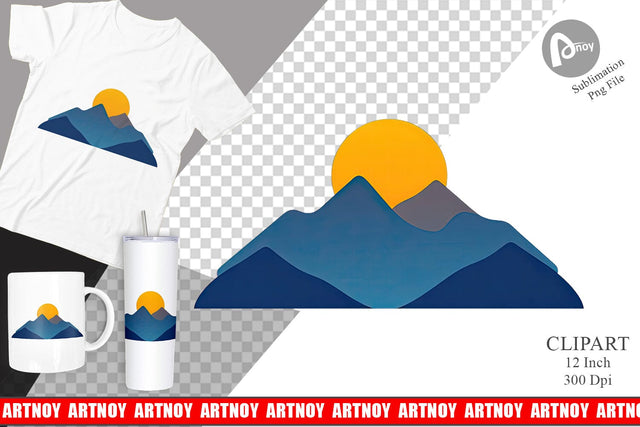 Sun over Mountains Clipart Sublimation artnoy 