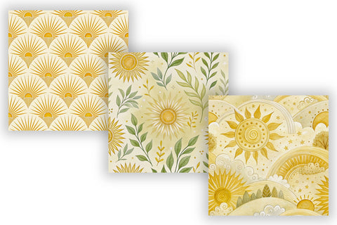 Sun Ray Seamless Pattern, Warm Yellow & Cream Gradient Digital Pattern FloridPrintables 