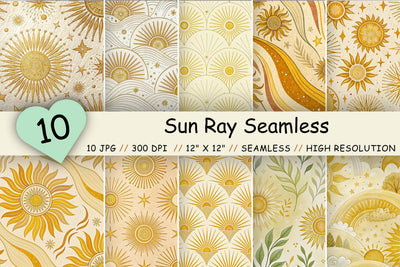 Sun Ray Seamless Pattern, Warm Yellow & Cream Gradient Digital Pattern FloridPrintables 