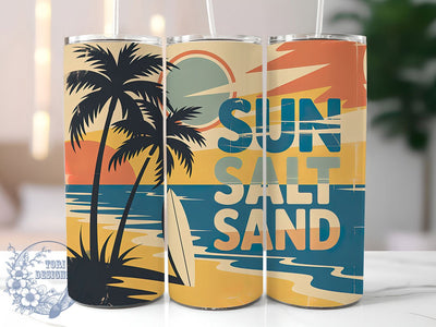 Sun Salt Sand 20oz Tumbler, Sun Salt Sand Quote, Tropical Sublimation Design, Vintage Summer Vibes, Ocean Theme Wrap, 20oz Tumbler Wrap, Sublimation Design PNG, Summer Gift Sublimation ToriDesigns 
